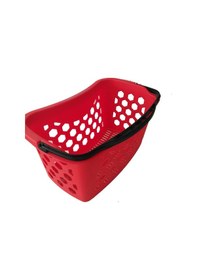 Resim Fasulye Tipi Plastik Alışveriş Sepeti - Market El Sepeti Kırmızı 