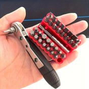 Resim Powerhigh 34 parça mini cırcırlı anahtar seti, çift uçlu, dar alanlar için 1 düz veya kavisli sap, çapraz başlı ve düz başlı tornavidalar, altıgen ve erik uçlu matkaplar dahil 