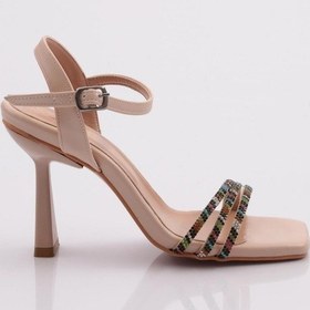 Resim Dgn 1299 Kadin Renkli Şerit Bilekten Bağlama Sandalet 1299-1918-R1806 Ten Rengi 