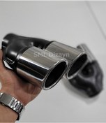 Resim 76 Mm Çiftli Siyah Egzoz Ucu - 76lık Egzoz Başlığı 
