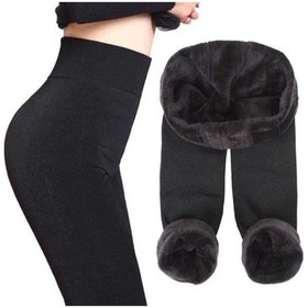 Resim Kışlık Sıcak Tutan Termal Peluş Tayt Içlik Siyah Panduf Siyah 