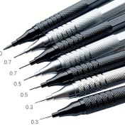 Resim 0.3/0.5/0.7/0.9/2.0mm Mekanik Kalem, Düşük Ağırlık Merkezi Metal Çizim Özel Kalem, Ofis Yazı Sanat Malzemeleri İnce Yazı Aracı 