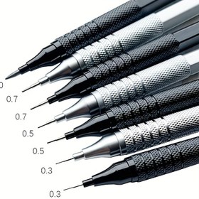 Resim 0.3/0.5/0.7/0.9/2.0mm Mekanik Kalem, Düşük Ağırlık Merkezi Metal Çizim Özel Kalem, Ofis Yazı Sanat Malzemeleri İnce Yazı Aracı 