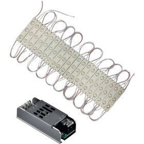 Resim 12 Volt 1.2 Watt 3 Lensli Beyaz 2835 Smd Led Modül Ip65 20 Adet Modül 5a Slim Trafo Set 