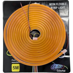 Resim Neon Şerit LED 12V 8X16 mm 5 Metre Kesilebilir Bağlantı Aparatlı Turuncu / LAAM438 