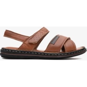 Resim Dericlub Erkek Çapraz Bantlı Sandalet Gerçek Deri Dc 1216 Taba 