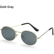 Resim Xifu Shop C Altın-Gri Küçük Metal Çerçeveli Oval Retro Şemsiyesi Güneş Leri Yaz Vintage UV400 (Yurt Dışından) 