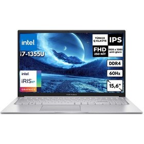 Resim Asus VivoBook 15 X1504VA-NJ412AT12 i7-1355U 24 GB 512 GB SSD 15.6" Dos Dizüstü Bilgisayar 