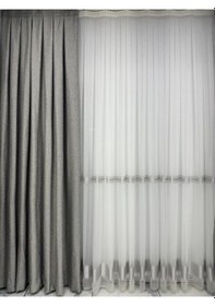 Resim Balık Sırtı Koyu Gri Fon Perde 1/2,5 Orta Pile Fon Perde Koyu Gri 