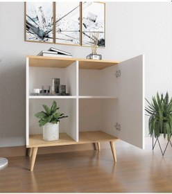 Resim Floradesign Tune Çok Amaçlı Dolap / Kapaklı Raflı Dolap /meşe - Beyaz Meşe - Beyaz 