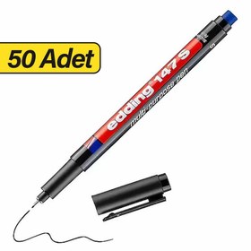 Resim Edding 147S Asetat Kalemi Silgili S Uç 50 Adet - Mavi (5 Kutu) 