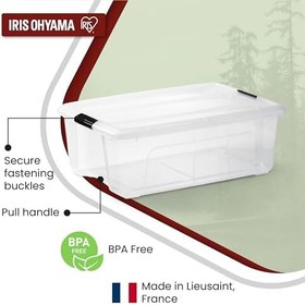 Resim Iris Ohyama Kapaklı Saklama Kutuları, 30 L, 3'lü Set, Şeffaf, Güvenli Tokalar, İstiflenebilir, Çekme Kolları, Yatak Odası, Dolap, Ofis, Organizasyon, BPA İçermeyen Plastik, Giysi Çantası, NTB-30 