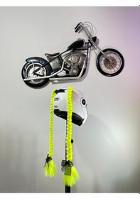 Resim Motor & Motosiklet Neon Sarı Çift Örgülü Saç Kask Dış Aksesuarı 