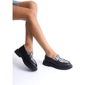 Resim Mubiano Hakiki Deri Collection Kadın Zebra Detaylı Kalın Taban Loafer Zebra/siyah - Mcrgn7010 - Szbr Siyah/zebra 