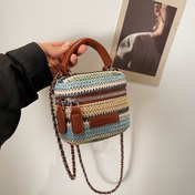 Resim Kadınlar için Şık Çizgili Dokuma Çapraz Çanta - Zip Kapatma, Polyester Astar, Seyahat ve Günlük Kullanım için Mükemmel, Seyahat Omuz Çantası | Şık Kadın Aksesuarı | Dokuma Tasarım, Çapraz Çanta 
