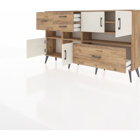 Resim Arges Konsol 5 Raflı 4 Çekmeceli 4 Kapaklı 176x30x99 Çam-aytaşı/çam Aytası/atlas Çam - Atlas Çam 