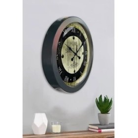 Resim Bahat Salon Ofis Duvar Saati Gri Metal Çerçeve 36 cm 