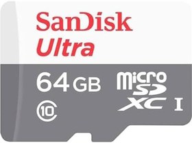 Resim Sandisk Ultra 64 GB 100 MB/s UHS-I Class 10 SDSQUNR-064G-GN3MN Micro SD Kart 