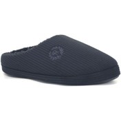 Resim soElite Kadife Önü Kapalı Nakışlı Yumuşak Tabanlı İçi Kürklü Erkek Ev Misafir Terliği Çeyiz Bohça 