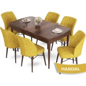 Resim Canisa Concept Aya Serisi 80 x 132 cm Açılabilir Barok Ahşap Desen Mutfak Masa Takımı 6 Sandalye 