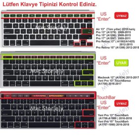 Resim McStorey Laptop Macbook Pro Klavye Kılıf US(ABD) İngilizce Baskılı A1534 A1708 ile Uyumlu Ombre 