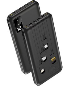 Resim Powerway Orjinal 10.000 mAh Kendinden Kablolu ve Telefon Standlı Şarj Göstergeli Siyah Taşınabilir Powerbank 