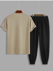 Resim Beyaz Fs Baskılı Siyah Kargo Eşofman Takımı Bej 