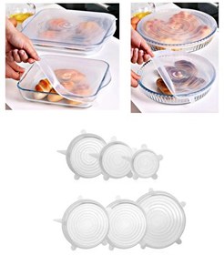 Resim Kitchen Design Lab Silikon 2 Boy Kare Ve Yuvarlak 2'li Silikon Streç Kapak Ve 6'lı Tencere Bonesi 