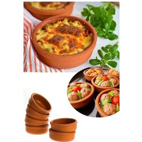 Resim Güveç Kabı 6 Lı Toprak Güveç Sütlaç Kabı 