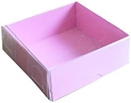 Resim Asetat Kutu Altı Karton 5X5X2,2 CM (50 Adet) Pembe 
