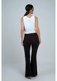 Resim By Saygı Kadın İspanyol Paça Pantolon-41765 Kahve 