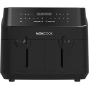 Resim MONCOOK Çift Hava Fritözü - 2'si 1 Arada Airfryer 9L, 2 x 4,5L Sepetli 