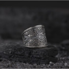 Resim Grande Amor Kuyumculuk Gravür Işlemeli Gümüş Erkek Yüzük Modeli 