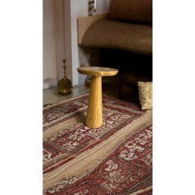 Resim Wooden Ahşap Konik Model Tekli Mantar Yan Sehpa Modern Tütün Renk Fiskos 