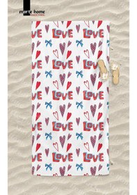 Resim Marte Home Love Baskılı Plaj Havlusu Kırmızı 