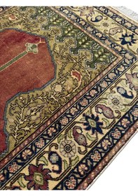 Resim El Dokuma Eskitme Bünyan Halısı Seccade 100x145 Kiremit Namazlık Yün Kiremit 