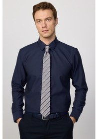 Resim Tudors Slim Fit Non-ıron Ütü Gerektirmez Lacivert Erkek Gömlek-30452-lacivert Lacivert 
