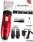 Resim Bluemax Beyaz Renk Kp-800 Çift Bataryalı Saç Tıraş Sakal Vücut Kuaför Kullanıma Uygun Ense Traş Makinası 
