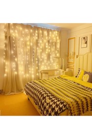 Resim BlissOn Perde LED 3x3 Metre Kumandalı 8 Mod Ambiyans Ayarlabilir Boy Dekor Mikro LED Işık 