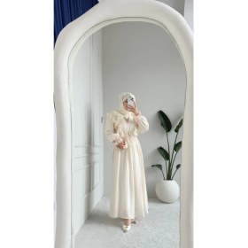 Resim Esra Butik Açık Sarı Fırfır Detaylı Kuşaklı Astarlı Tensel Tesettür Elbise 