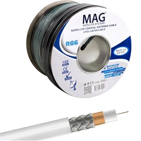 Resim shopwave MAG RG6/U6 BAKIR CU/CU 80 TEL YEŞİL ANTEN KABLOSU (100 METRE) (5047) 
