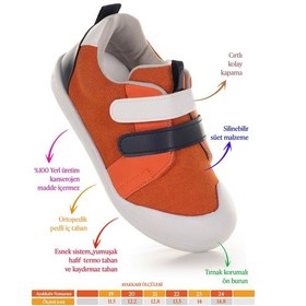 Resim Kiko Kids Şifu İlk Adım Cırtlı Erkek Bebek Spor Ayakkabı Turuncu - Lacivert Turuncu - Lacivert 