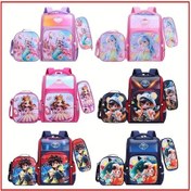 Resim Wangxi Yeni Moda Siyah Kırmızı Çizgi Film Üç Parçalı Set Öğrenci Sırt Çantası Desteği Ve Çift Omuz Çantası Siyah Kırmızı 