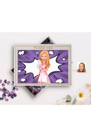 Resim Bk Gift Kişiye Özel Kadın Karikatürlü 1000 Parça Profesyonel Puzzle-41 