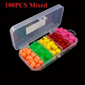 Resim 100 adet Yüzen Kokulu Yapay Yeşim Taşı Balıkçılık Yemleri - 0.99cm 0.3g Yumuşak Silikon Gerçekçi Balık Yemi, Tatlısu ve Tuzlu Su Avı için Çok Renkli Karışım & Aroma Çekici, Şeffaf Kapak, Canlı Renkler 