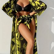 Resim Yeni Avrupa ve Amerikan kadın bölünmüş mayo, moda sert göğüs çelik destek üç parçalı bikini, sınır ötesi güneş koruyucu file dış ticaret mayo biki 