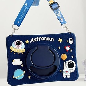 Resim Coverzone Xiaomi Redmi Pad 2 ile Uyumlu Kılıf 360 Derece Döner Stand Yatay Dikey Kullanılabilir, Kawaii Askılı Tasarım Kalem Yuvası Özellikli Sevimli Astronot Tasarımı 