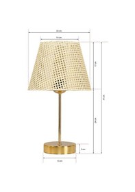 Resim Star Gold Ayaklı Abajur Rattan Hasır Başlık Yatak Odası Salon Masa Lambası 2 Adet Hasır 
