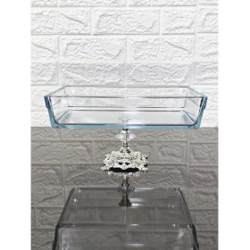 Resim Atabey Home Premıum Dikdörtgen Borcam 28 cm Döküm Gümüş Ayaklı & Sunumluk & Salatalık 