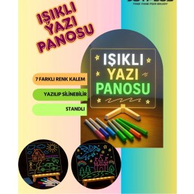 Resim Neon Işıklı 7 Renk Işık Boyama Kalemli LED Resim Panosu Boyama Tahtası Kalemleri 20 x 20 - Lisinya 